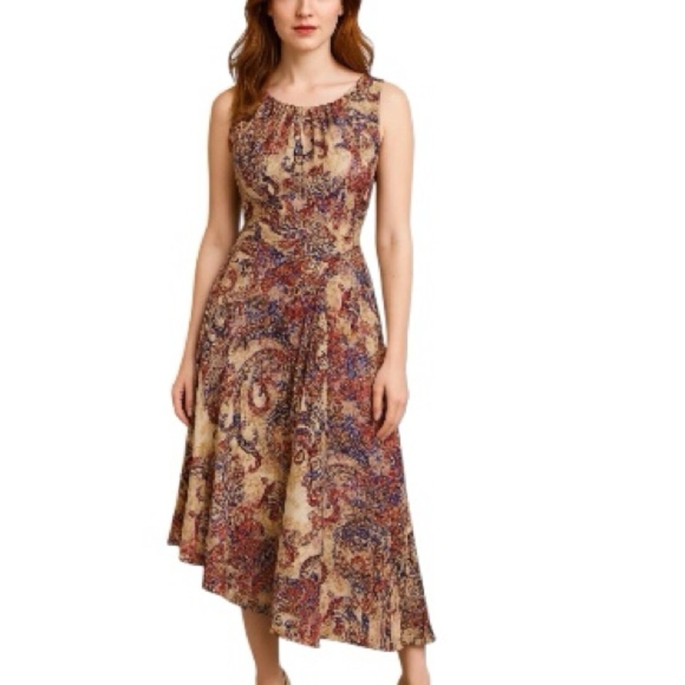 Evan Picone Multicolor Asymmetrical Hem Dress